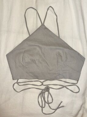 Zara Light Gray Strappy Halter Top with Tie